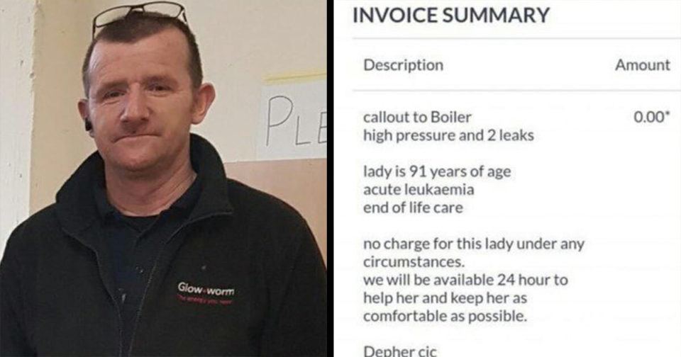 Plumber takes job at cancer-sick 91-year-old’s home and his invoice is now going viral